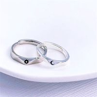 Wholesale 2Pcs Sun and Moon Lovers Couples Matching Rings Set Promise Wedding Bands Kit Adjustable for Him and Her Fashion Jewerly V2