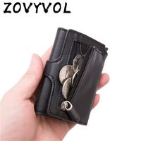 Wholesale ZOVYVOL RFID Travel Wallet Coin Purse Top Quality Men Smart Wallet Fashion Button Money Bag Metal Aluminum Auto Pop up