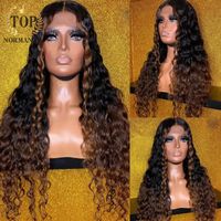 Wholesale Lace Wigs Topnormantic Highlight Colored Front For Women Remy Human Hair Ombre Brown Color Nature Wave Wig Pre Plucked