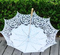 Wholesale Fans Parasols Colors Sun Lace Umbrella Parasol Embroidery Bride White Wedding Ombrelle Dentelle Parapluie Mariage