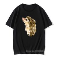 Wholesale Men s T Shirts Funny T Shirts Animal Watercolor Little Hedgehog Black Tops Tees Cotton Short Sleeve Summer Fall Round Neck
