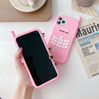 Wholesale Cute Pink Love Heart Girl Lanyar Phone Case For iphone Mini pro max XR XS Max Plus SE Soft Silicone Back Cover