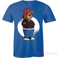 Wholesale Men s T Shirts Cool Funny Cartoon Grizzly Bear Dressed In A Hoodie Red Cap Tee Mens T shirt Men Women T Shirt Cotton Tops Tees