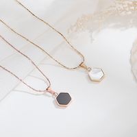 Wholesale Geometric Hexagon Shell Titanium Steel Plated Rose Short Necklace Women s Positioning Bead Gold Wire Clavicle Chain