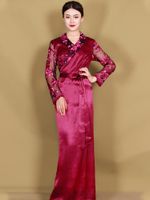 Wholesale Casual Dresses Traditional Tibetan Dress Clothing Femalle Ladies Oriental Chinese Moden Long Qipao Cheongsam Women Embroidery Costumes
