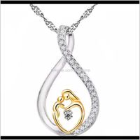 Wholesale Pendants Drop Delivery Moms Jewelry Birthday Gift For Mother Baby Heart Charm Pendant Mom Daughter Son Child Love Mosaic Cubic Zircon