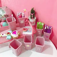 Wholesale Storage Baskets W G Japanese Cute Pink Girl Heart Desktop Trash Can Little Fairy Beautiful Bucket Pen Holder