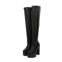 Wholesale 2021 Trend Fashion Over The Knee Boots Women Square Punk High Heel Platform Long Autumn Winter Black White