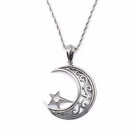 Wholesale Fashion Stainless Steel Moon Star Pendant Necklaces For Men Religious Turkish Style Color Necklace Male Jewelry