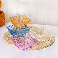 Wholesale Dishes Plates Transparent Square Striped Snack Dish Acrylic Candy Cookie Plate Party Fruit Dessert Plastic Bowl Picnic Home Kitchen Suppli