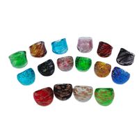 Wholesale 16PCS Mixed Vintage Murano Glass Lampwork Ring For Women Unisex Fashion Handmade Charm Finger Rings Jewelry Gifts