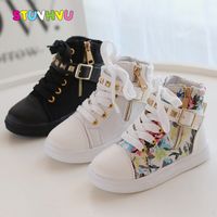Wholesale New Childrens Shoes High top Canvas Shoes for Boys and Girls Sneakers Spring and Autumn New White Bla Single Kids Shoes Boots