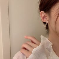 Wholesale Korean Elegant Cute Rhinestone Butterfly Stud Earrings For Women Girls Fashion Metal Chain Ear Cuff Jewelry