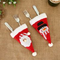 Wholesale Christmas Decorations Hat Cutlery Bag Candy Gift Bags Cute Pocket Fork Knife Holder Table Dinner Decorative Tableware
