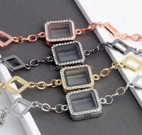 Wholesale Charm Bracelets mm With Rhinestones Square Memory Po Magnet Glass Living Floating Locket Bracelet Bangle Zinc Alloy