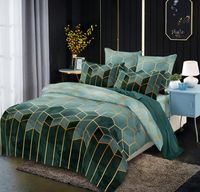 Wholesale Bedding Sets Green Geometric Duvet Cover Set Marble Print Design Queen King Size Comforter