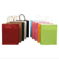 Wholesale Gift Wrap Solid Colorful Bags Kraft Paper For With Drawstring High Quality Used Wedding Party Favor Cookie Baking