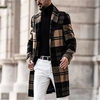 Wholesale European American Men s Jacket Clothing Plaid Woolen Slim Mid Length Casual Single Breasted Coat Jackets