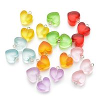 Wholesale 10pcs mix heart charms resin glitter candy transparent color necklace keychain pendant charm diy making accessories