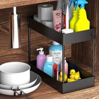 Wholesale Kitchen Storage Organization Under Sink Organizer Bathroom Tier Organizer Bath Collection Baskets With Hooks Shelf