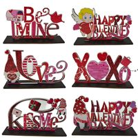 Wholesale NEWValentines Table Decoration Signs Be Mine Sign Love Happy Valentine Wooden Wedding Anniversary Engagement Party Tabletop Decors RRA10365