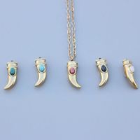 Wholesale Ivory Animal Teeth Pendant Stainless Steel Gold plated Necklace For Women Men Vacuum Plating Golden cm Chain Choker Necklaces