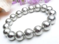 Wholesale Beaded Strands Genuine Natural Gibeon Iron Meteorite Silver Plated Round Beads Bracelets For Women Men mm