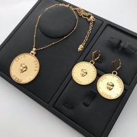 Wholesale Medusa Necklace set Jewelry top quality luxury retro advanced stud bronze earrings k brass gilded vintage studs for party brand designer official reproductions
