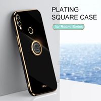 Wholesale Plating Square Ring Holder Phone Case On For Xiaomi Redmi Note Pro Xiomi Note7 pro Luxury Bumper Soft Silicone Stand Cover