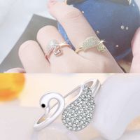 Wholesale Lovely little swan ring fashion personalized index finger net red cold light luxury design sense opening jewelry