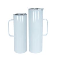 Wholesale Sublimation oz Handle Straight Tumblers White Blank Handgrip Cups Stainless Steel Water Bottles Double Insulated Glass with Lid Plastic Straw By Air A12