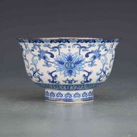 Wholesale Jingdezhen Enamel Tangled Lotus Qianlong Porcelain Antique Rice Bowl