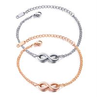 Wholesale OPK Japan and South Korea infinity character hand decoration titanium steel plated Rose Gold Bracelet