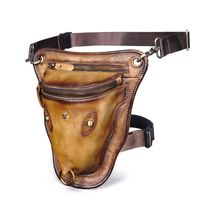 Wholesale Waist Bags Thick Quality Leather Men Designer Retro Classic Over Shoulder Sling Bag Travel Fanny Belt Pack Drop Leg