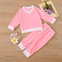 Wholesale Pajamas Children Baby Girl Autumn Flannel Clothes Pants Sets Long Sleeve Sleepwear Pink Kids Clothing For Outfits