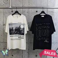 Wholesale 2021 Rhude T shirt Horse Print Men Women Rh Shirt Real Picture High Quality
