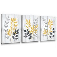 Wholesale Paintings Leaf Wall Art Canvas Painting Botanical Posters For Bedroom Yellow Grey Bathroom Prints Modern Home Decorative Picture Farmhouse