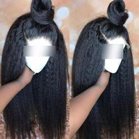 Wholesale Peruvian Remy Silk Top Full Lace Human Hair Wig With Hairline Frontal Kinky Straight x6 Transparent Front Wigs