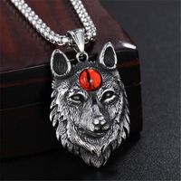 Wholesale Tibetan Silver Eye Of Devil Wolf Pendant Necklaces Men Power Norse Viking Amulet Animal Head Necklace For Women Vintage Jewelry
