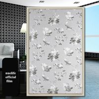 Wholesale Nuelife Glass Window Film Privacy Static Cling Decorative D Peony Flower Pattern Covering Blackout Stickers
