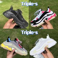 Wholesale Top paris men casual Shoes Triple s black white red pink grey beige green yellow Platform height increase mens sneakers women trainers US
