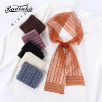 Wholesale Scarves Korean Solid Color Lace Head Scarf Collar Bandana Woman Summer Long Holder Hair Bands For Women Accessories