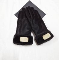 Wholesale European and American designer brand windproof leather gloves lady touch screen rex rabbit fur mouth winter heat preservation wind style
