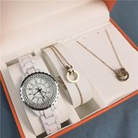 Wholesale Wristwatches Bs Selling Chain Watch Jewelry Set Foreign Trade Table Full Of Diamond Ceramic Women s Gift Box