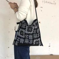Wholesale Wallets Retro Stitching Tote Bag For Women Totem Cashew Flower Ethnic Print Crossbody Underarm Large Capacity Green Black