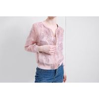 Wholesale Women s Jackets Spring Silk Organza Embroidery Flower Short Style Perspective Sexy Lace Small Coat Women