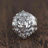 Wholesale Band Rings Finger Golden Deer King S925 Yintai Silver Craft Sales Opening Male Lion Head