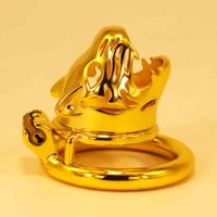 Wholesale Nxy Sm Bondage Faak cm Stainless Steel Sex Products Metal Chastity Cage Penis for Male Device Gold