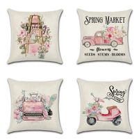 Wholesale Sigle sided Pink cute truck Spring Print Cushion Cover Throw Pillow case Nordic Room Decoration for Home Car Sofa Couch