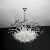 Wholesale Modern Suspension Chandeliers White Color Murano Glass Pendant Lamps Crystal Chandelier with Led Bulbs Lighting Villa Home Living Room Decoration X32 Inches
